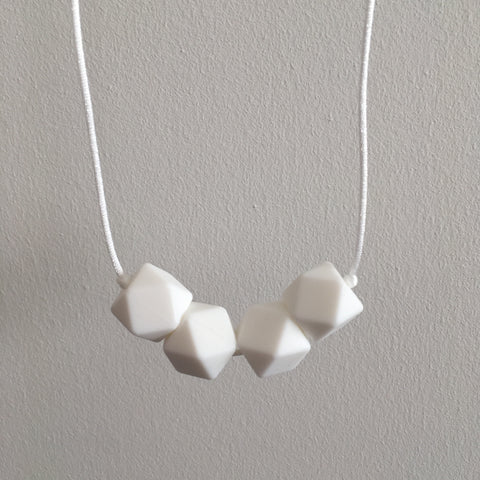 Pure White Geometric Teething Necklace - Little Buds Teethers