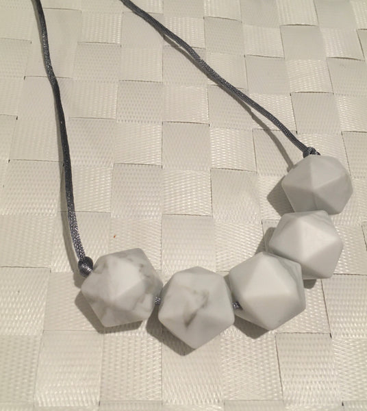 Icosahedron Marble Silicone Teething Necklace