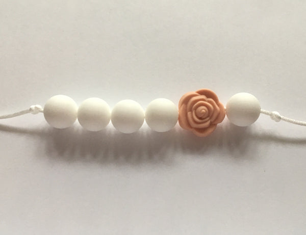 Peach Rose Teething Necklace - Little Buds Teethers