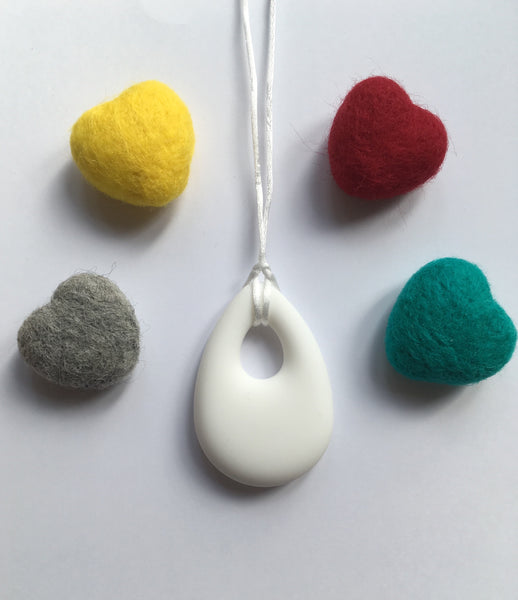 White Silicone Drop Pendant Teething Necklace